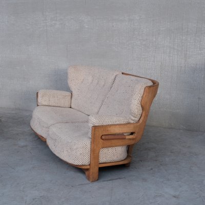 Mid-Century Oak Denis Armchair and Sofa Set by Guillerme Et Chambron, Set of 2-JRP-1116031