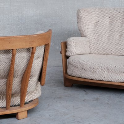 Mid-Century Oak Denis Armchair and Sofa Set by Guillerme Et Chambron, Set of 2-JRP-1116031