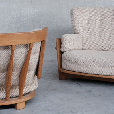 Mid-Century Oak Denis Armchair and Sofa Set by Guillerme Et Chambron, Set of 2-JRP-1116031