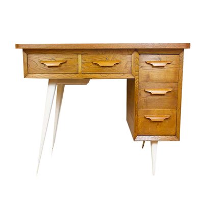 Mid-Century Oak Desk, Spain, 1950s-CQZ-2032142