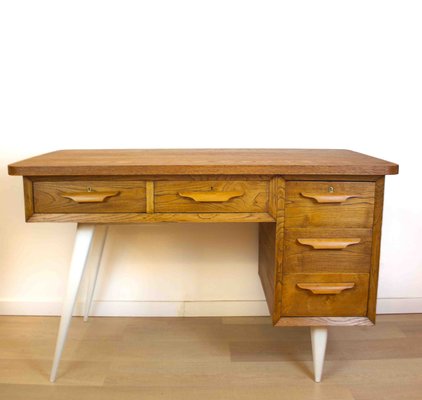 Mid-Century Oak Desk, Spain, 1950s-CQZ-2032142