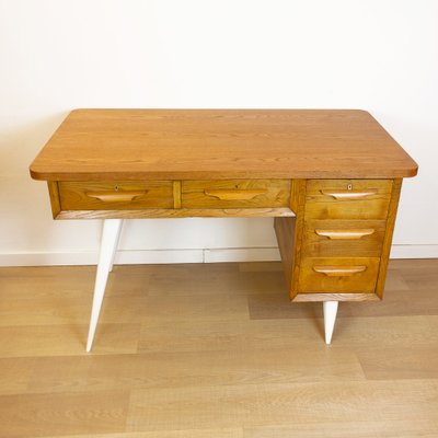 Mid-Century Oak Desk, Spain, 1950s-CQZ-2032142