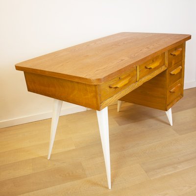 Mid-Century Oak Desk, Spain, 1950s-CQZ-2032142