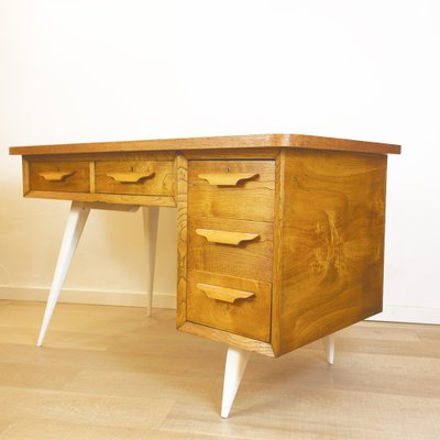 Mid-Century Oak Desk, Spain, 1950s-CQZ-2032142