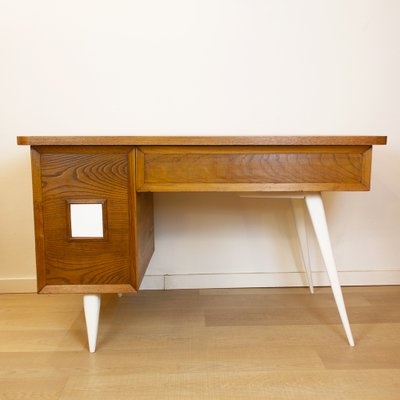 Mid-Century Oak Desk, Spain, 1950s-CQZ-2032142