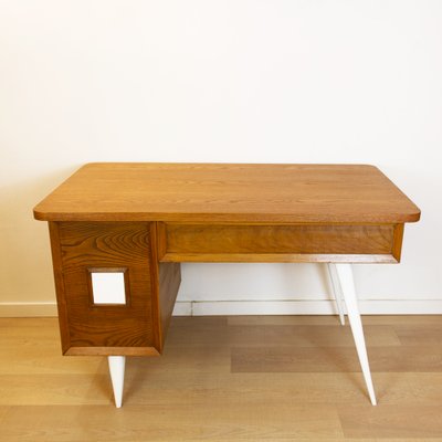 Mid-Century Oak Desk, Spain, 1950s-CQZ-2032142