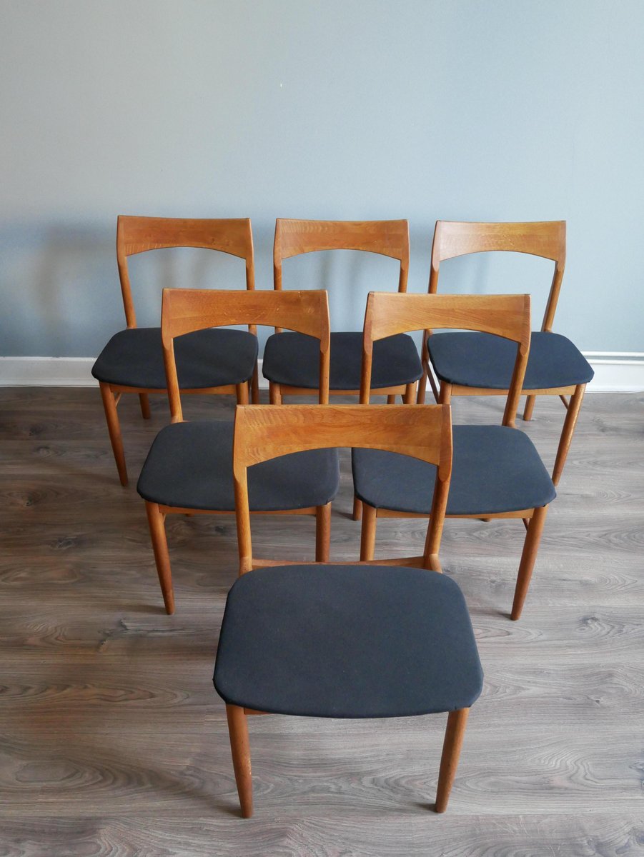 Mid-Century Oak Dining Chairs by Henning Kjærnulf for Vejle Mobelfabrik, Set of 6