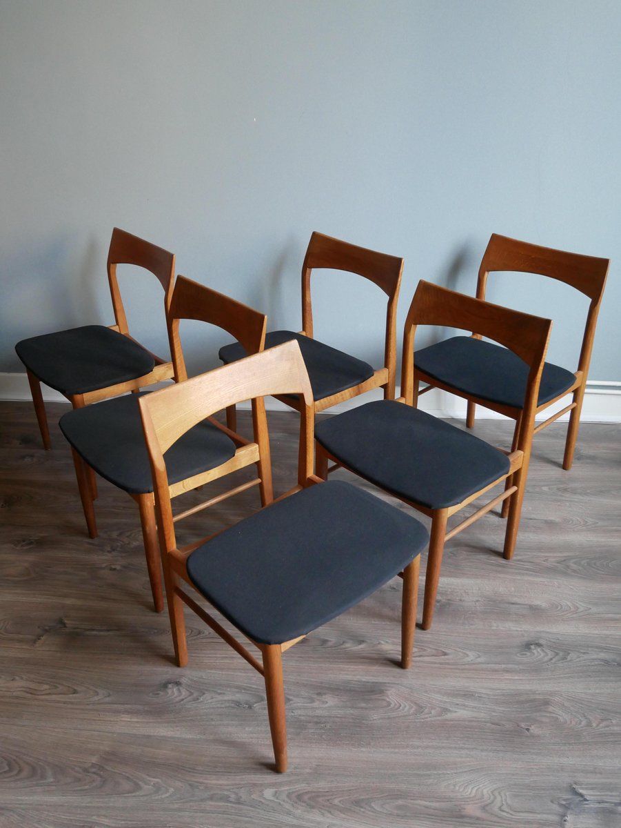 Mid-Century Oak Dining Chairs by Henning Kjærnulf for Vejle Mobelfabrik, Set of 6