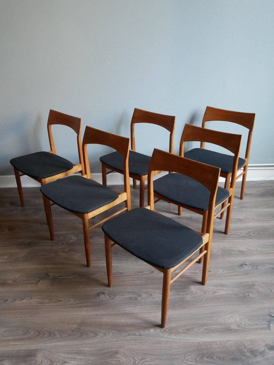 Mid-Century Oak Dining Chairs by Henning Kjærnulf for Vejle Mobelfabrik, Set of 6