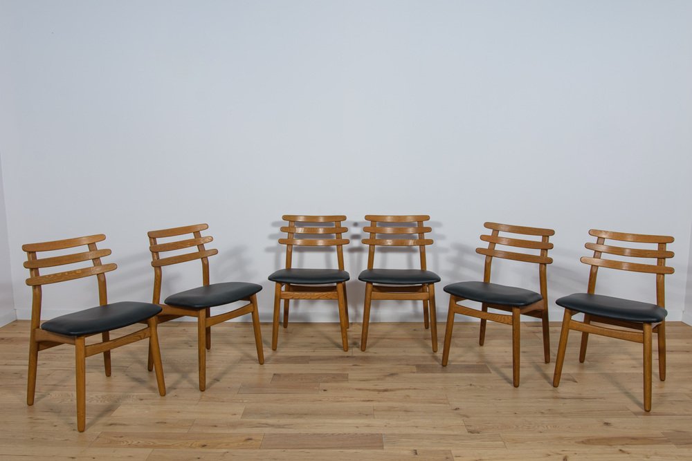 Mid-Century Oak Dining Chairs by Poul Volther for FDB Mobler, Denmark, 1960s, Set of 6