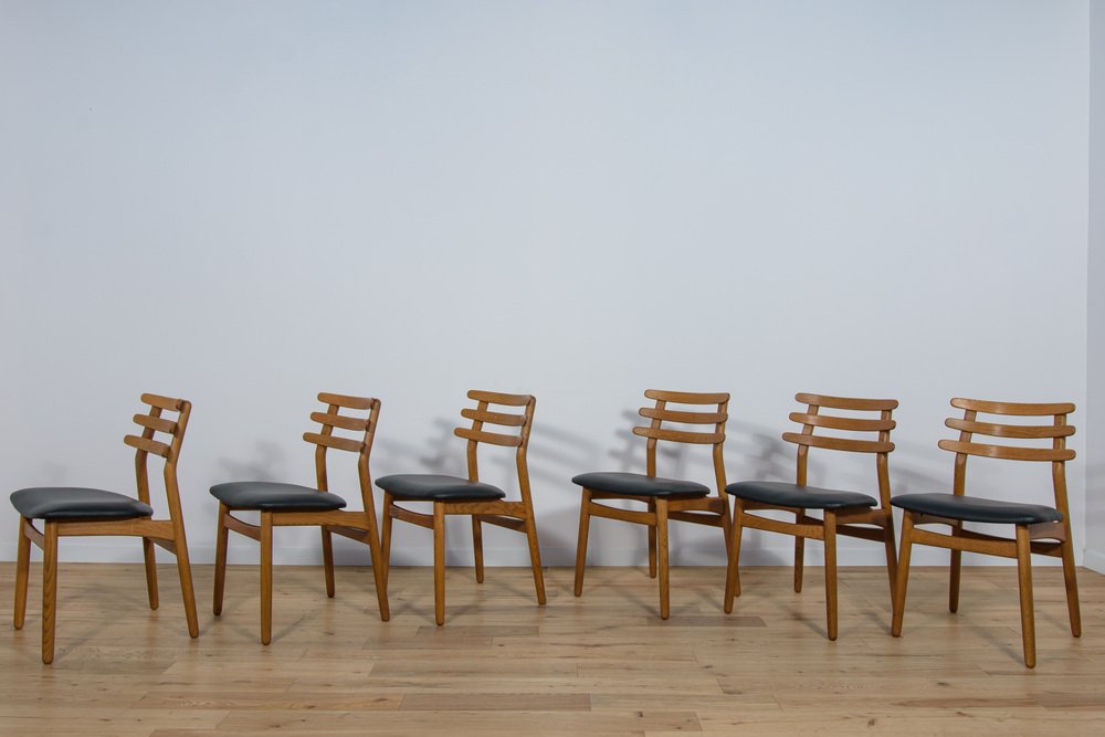 Mid-Century Oak Dining Chairs by Poul Volther for FDB Mobler, Denmark, 1960s, Set of 6