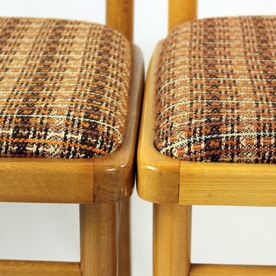 Mid-Century Oak & Fabric Dining Chairs from TON, Czechoslovakia, Set of 4-UL-1215375