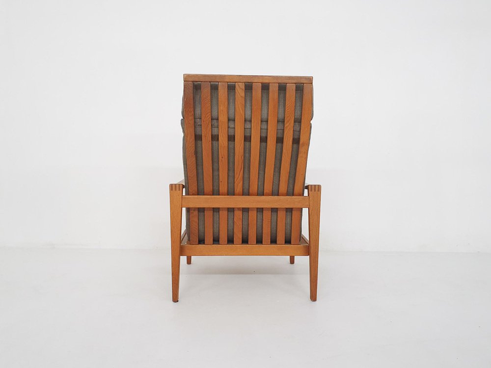 Mid-Century Oak High Back Lounge Chair attributed to Hartmut Lohmeyer for Wilkhahn, Germany, 1960s