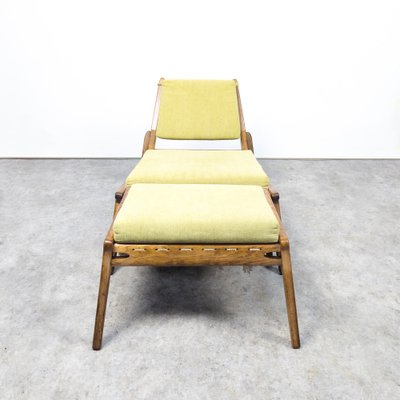 Mid-Century Oak Hunting Chair with Stool by Heinz Heger, 1950s, Set of 2-TLV-1822505