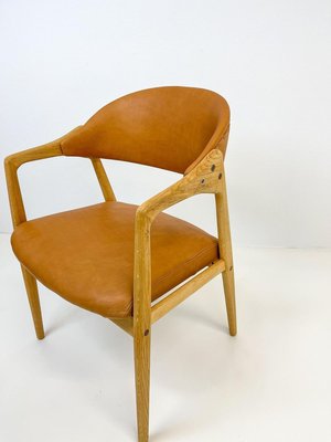 Mid-Century Oak-Leather Desk Chair by Yngve Ekström for Gemla Furniture, Sweden, 1956-UYK-890156