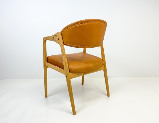 Mid-Century Oak-Leather Desk Chair by Yngve Ekström for Gemla Furniture, Sweden, 1956-UYK-890156