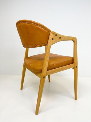 Mid-Century Oak-Leather Desk Chair by Yngve Ekström for Gemla Furniture, Sweden, 1956-UYK-890156