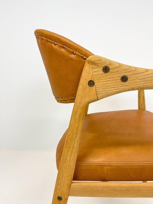 Mid-Century Oak-Leather Desk Chair by Yngve Ekström for Gemla Furniture, Sweden, 1956-UYK-890156