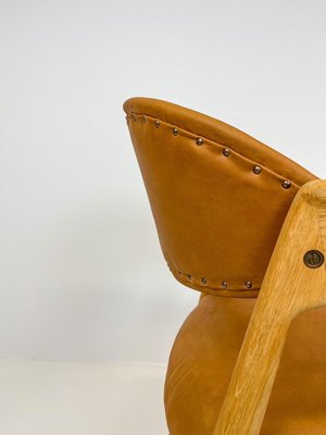 Mid-Century Oak-Leather Desk Chair by Yngve Ekström for Gemla Furniture, Sweden, 1956-UYK-890156