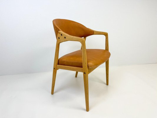 Mid-Century Oak-Leather Desk Chair by Yngve Ekström for Gemla Furniture, Sweden, 1956-UYK-890156