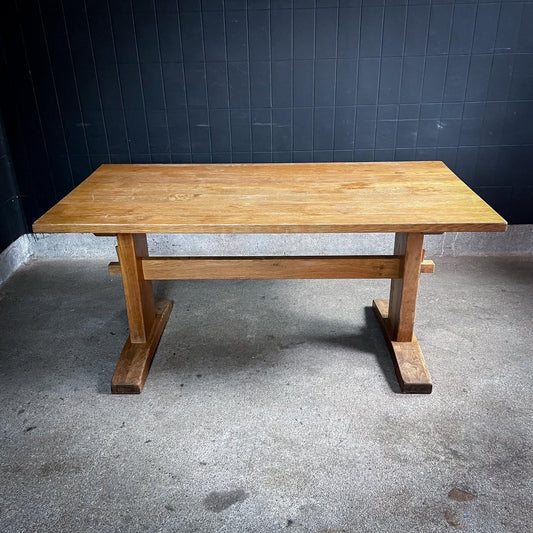 Mid-Century Oak Monastery Dining Table