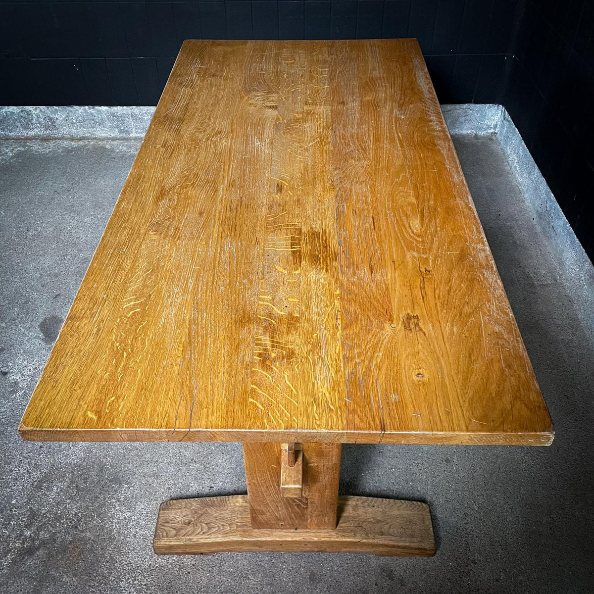 Mid-Century Oak Monastery Dining Table