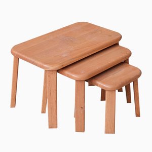 Mid-Century Oak Nesting Tables, Set of 3-JRP-1447705