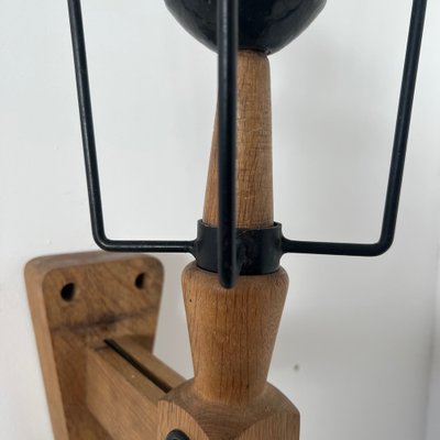 Mid-Century Oak Single Wall Light from Guillerme Et Chambron, 1960s-JRP-1404818