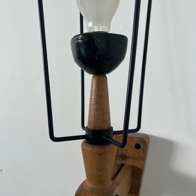 Mid-Century Oak Single Wall Light from Guillerme Et Chambron, 1960s-JRP-1404818