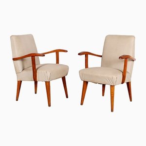 Mid-Century Oak & Upholstery Armchairs, Set of 2-JUN-1240923