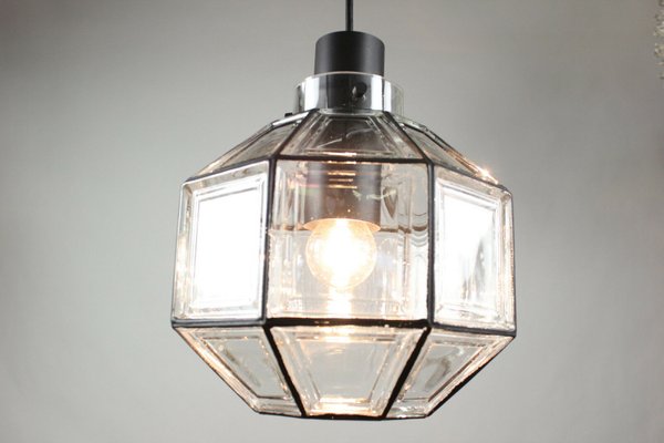 Mid-Century Octagonal Iron & Glass Pendant Lamp from Limburg-FUP-911236