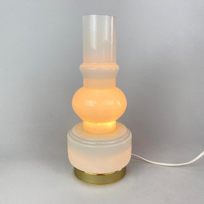 Mid-Century Opal Glass & Brass Plated Table Lamp, 1960s-TZ-1028646