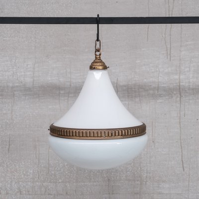 Mid-Century Opaline and Brass Pendant Light-JRP-1360468