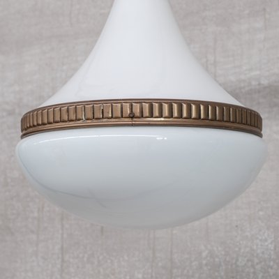 Mid-Century Opaline and Brass Pendant Light-JRP-1360468