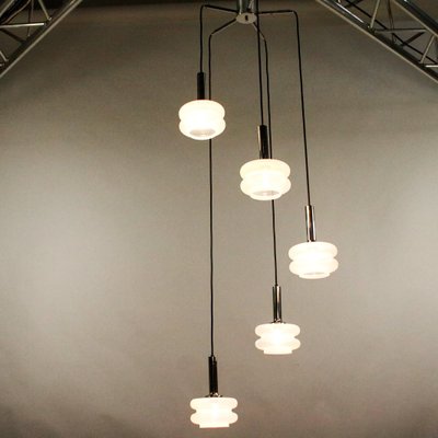 Mid-Century Opaline Glass 5-Light Cascade Ceiling Lamp-FUP-688550