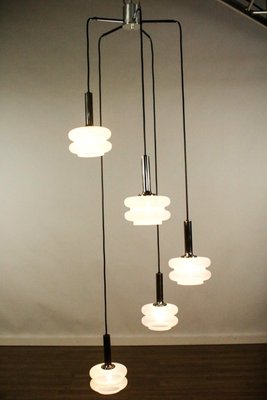 Mid-Century Opaline Glass 5-Light Cascade Ceiling Lamp-FUP-688550