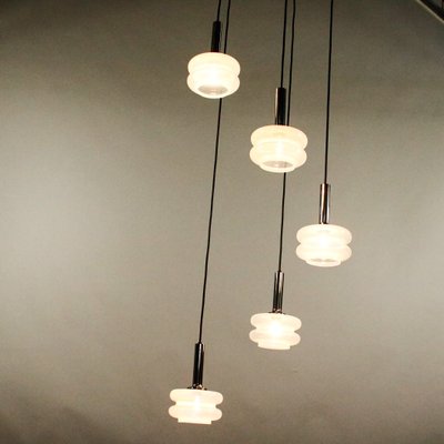 Mid-Century Opaline Glass 5-Light Cascade Ceiling Lamp-FUP-688550