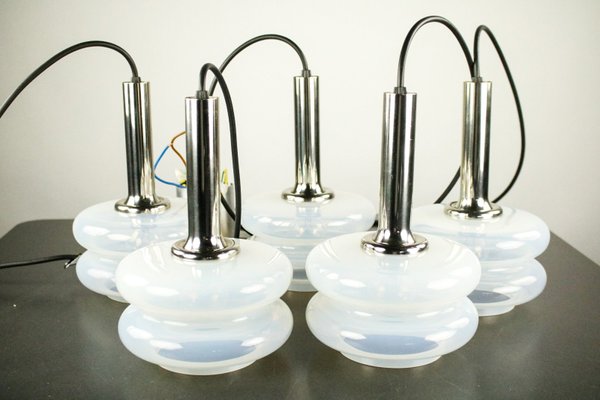 Mid-Century Opaline Glass 5-Light Cascade Ceiling Lamp-FUP-688550