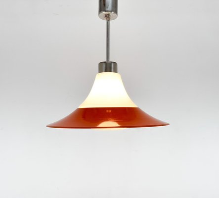 Mid-Century Opaline Glass and Metal Pendant Light, 1970s-TZ-2018682