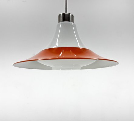 Mid-Century Opaline Glass and Metal Pendant Light, 1970s-TZ-2018682