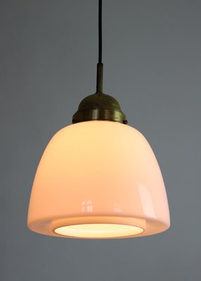 Mid-Century Opaline Glass & Brass Pendant Lamp-HGJ-599594