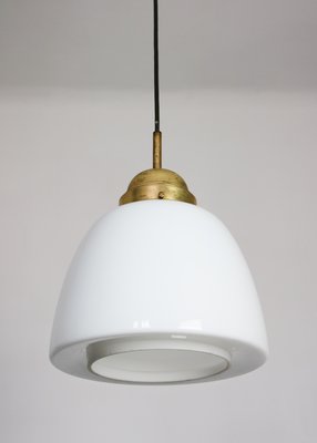 Mid-Century Opaline Glass & Brass Pendant Lamp-HGJ-599594