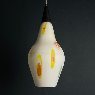 Mid-Century Opaline Murano Glass Pendant Lamp from Stilnovo, 1950s-WQC-1720909