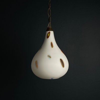 Mid-Century Opaline Murano Glass Pendant Lamp from Stilnovo, 1950s-WQC-1725257