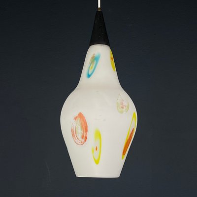 Mid-Century Opaline Murano Glass Pendant Lamp from Stilnovo, 1950s-WQC-1720909