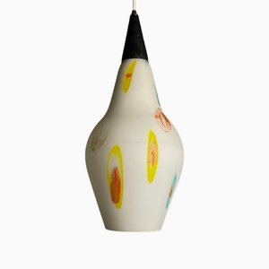 Mid-Century Opaline Murano Glass Pendant Lamp from Stilnovo, 1950s-WQC-1720909