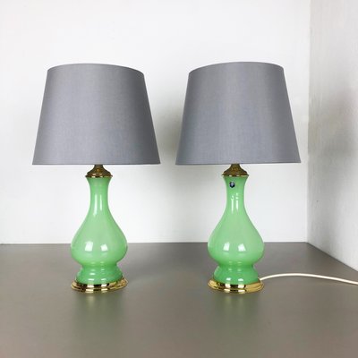 Mid-Century Opaline Murano Glass Table Lamps from Cenedese Vetri, Set of 2-QZ-572031