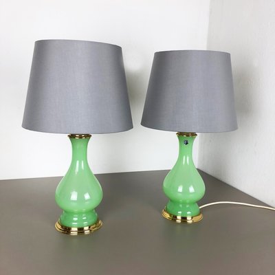 Mid-Century Opaline Murano Glass Table Lamps from Cenedese Vetri, Set of 2-QZ-572031