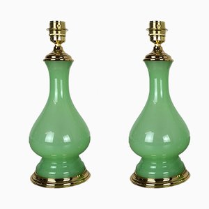 Mid-Century Opaline Murano Glass Table Lamps from Cenedese Vetri, Set of 2-QZ-572031