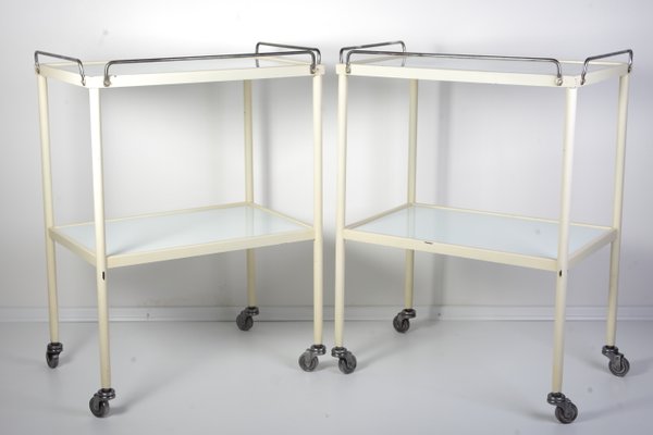 Mid-Century Opaxit Glass Medical Trolley Set of 2, 1960s-IND-911649